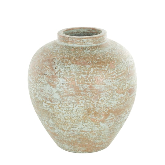 Brown Ceramic Antique Style Textured Patina Vase